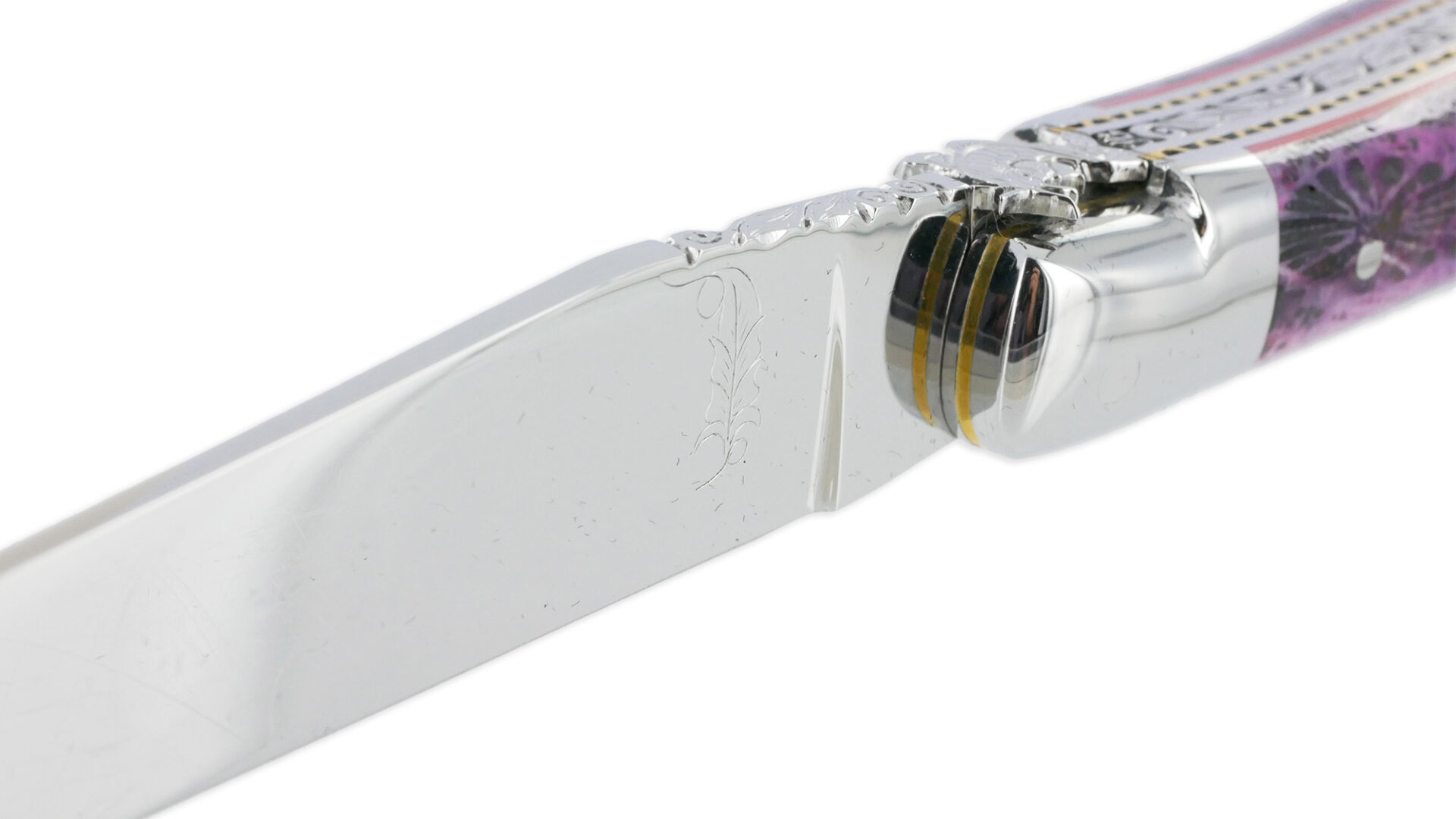 Couteau Prestige Laguiole David Dauvillaire Carpe Koi Manche Corail Violet 1 Pièce 12 cm