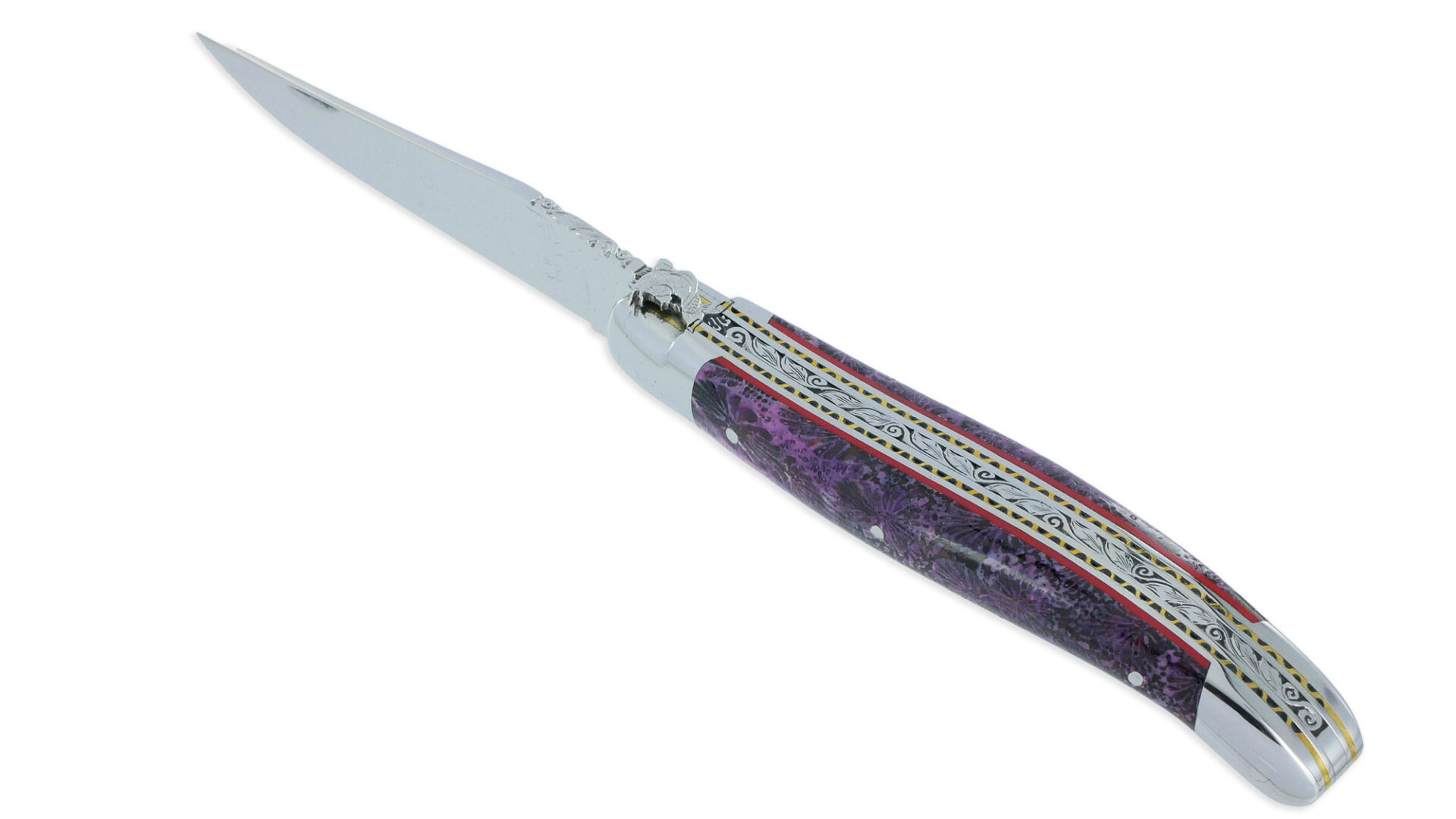 Couteau Prestige Laguiole David Dauvillaire Carpe Koi Manche Corail Violet 1 Pièce 12 cm