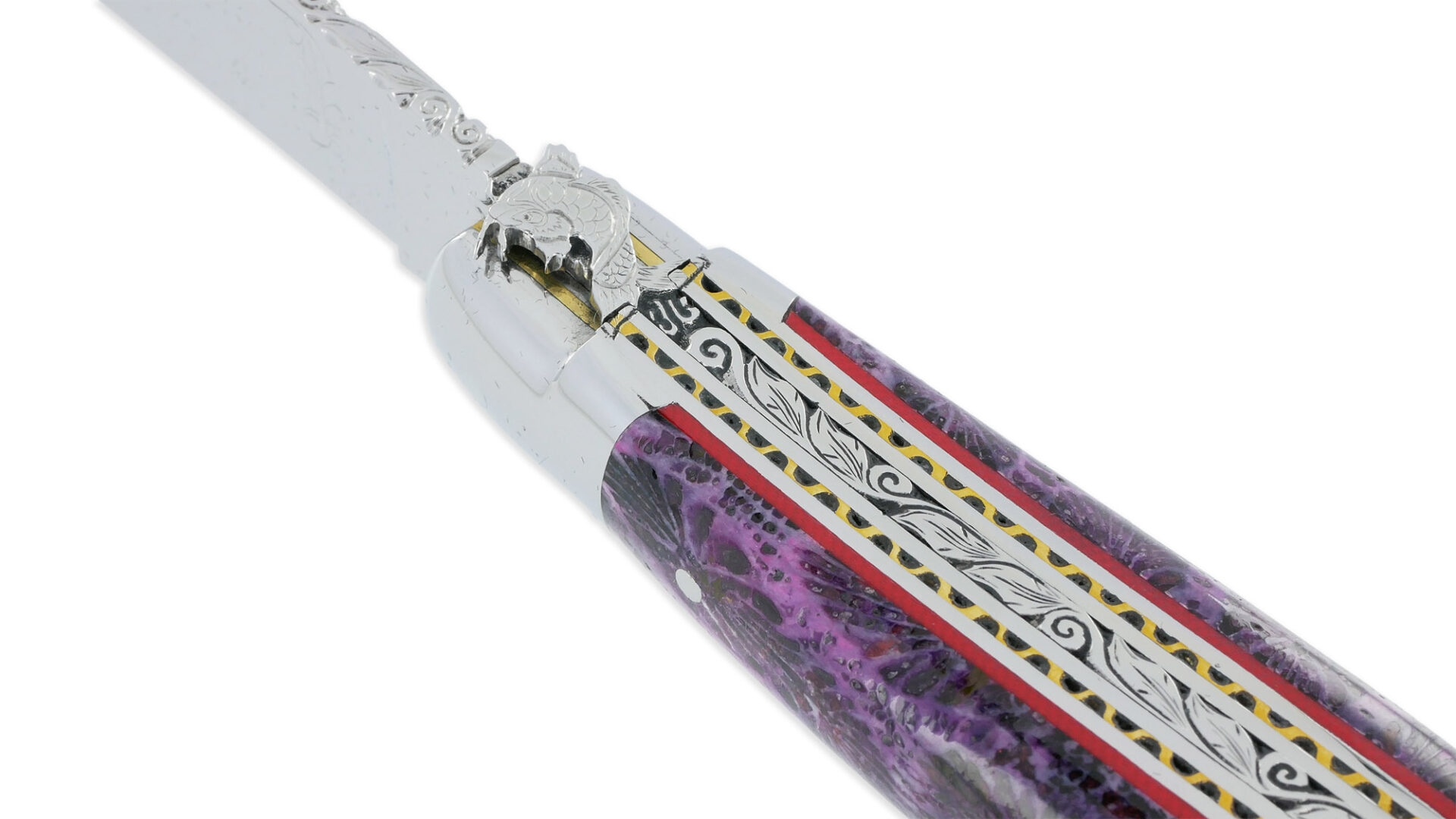 Couteau Prestige Laguiole David Dauvillaire Carpe Koi Manche Corail Violet 1 Pièce 12 cm