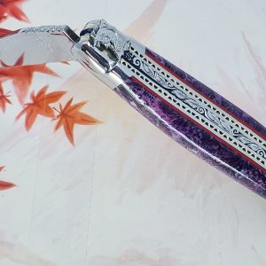 Couteau Prestige Laguiole David Dauvillaire Carpe Koi Manche Corail Violet 1 Pièce 12 cm