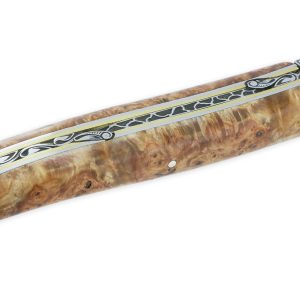 Couteau Prestige Laguiole en Aubrac 1 Pièce 12 cm Plein Manche en Loupe de Marronnier Double Patines Lame Damas