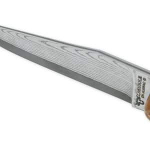 Couteau Prestige Laguiole en Aubrac 1 Pièce 12 cm Plein Manche en Loupe de Marronnier Double Patines Lame Damas