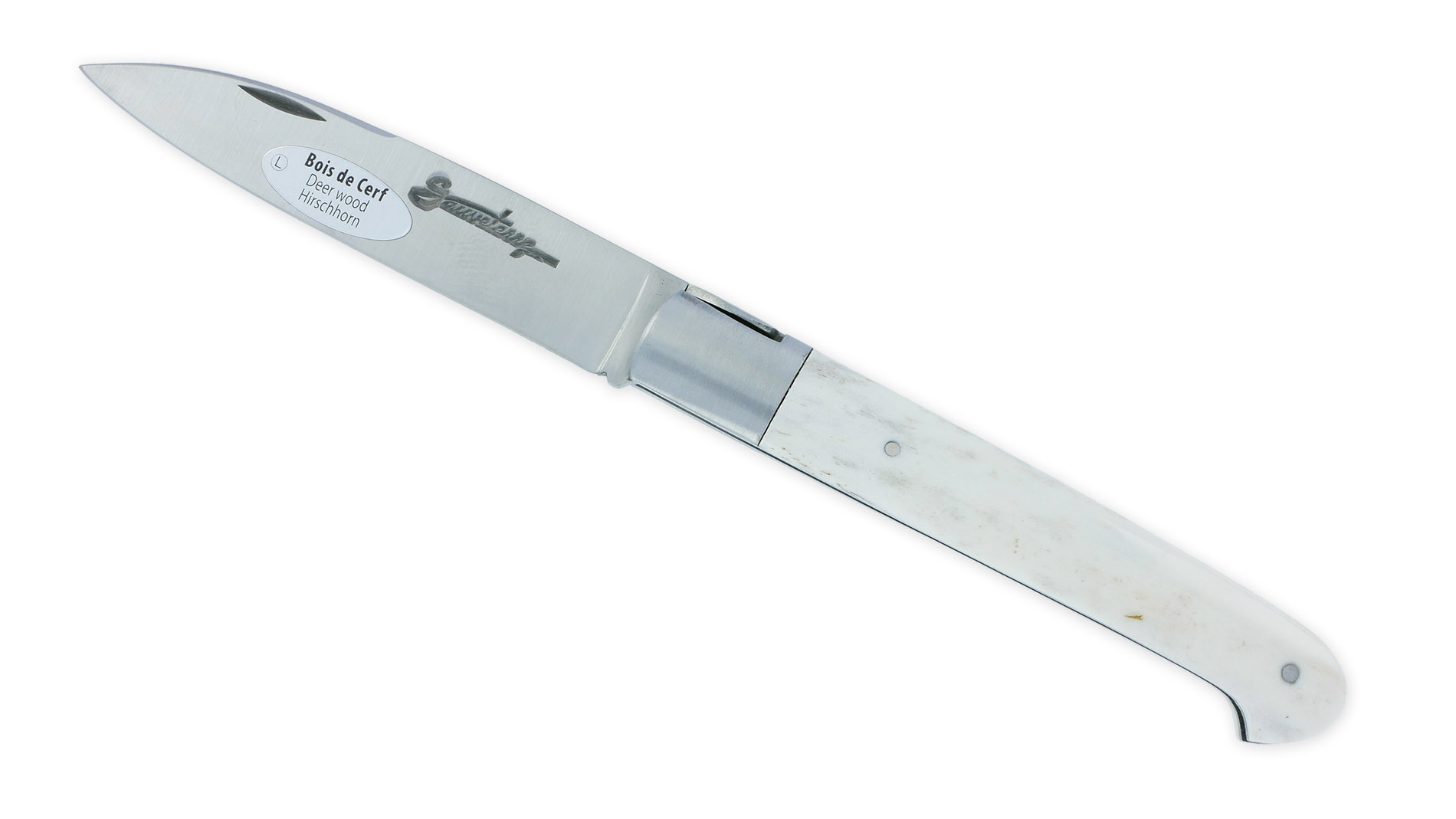 Couteau SAUVETERRE 1 pièce 11 cm Manche Bois de cerf 1 Mitre Inox Brossé