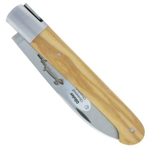 Sauveterre knife 1 piece 11 cm Olivewood handle 1 brushed stainless steel bolster