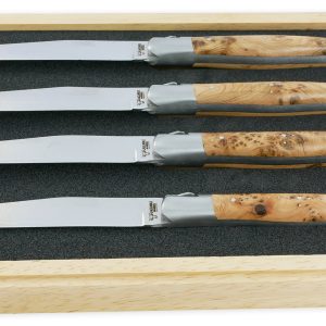Couteaux de table Prestige Laguiole en Aubrac Genévrier Lame Damas (Set de 4)
