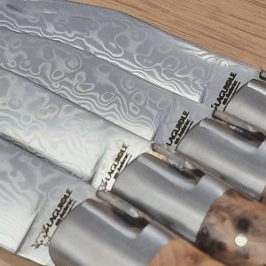 Couteaux de table Prestige Laguiole en Aubrac Genévrier Lame Damas (Set de 4)