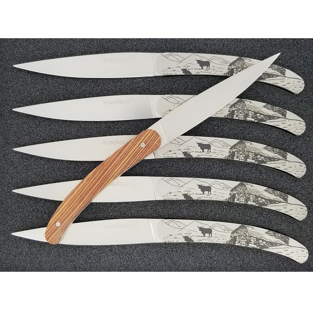 Le Coq Français Table Knives AUBRAC in Violet Wood (Set of 6)