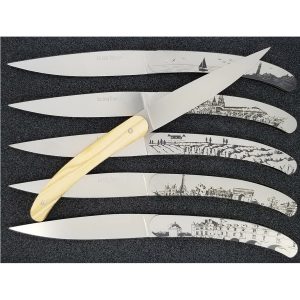 Le Coq Français Table Knives FORET in Olivewood (Set of 6)
