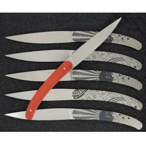 Le Coq Français Table Knives RISING SUN in Red Heart Wood (Set of 6)