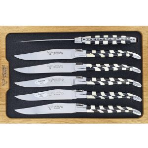 Laguiole en Aubrac Table knives Bone Ebony (Set of 6)