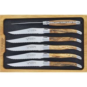 Laguiole en Aubrac Table knives Steak Serrated Aubrac Wood (Set of 6)