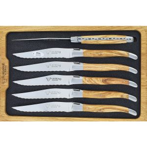 Laguiole en Aubrac Table knives Steak Serrated Olivewood (Set of 6)
