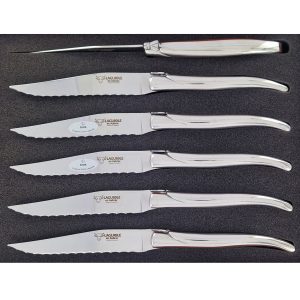 Couteaux de table Laguiole en Aubrac Dentés Steak Brillant (Set de 6)
