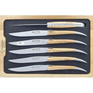 Laguiole en Aubrac Table knives L'Aubracien Olivewood (Set of 6)