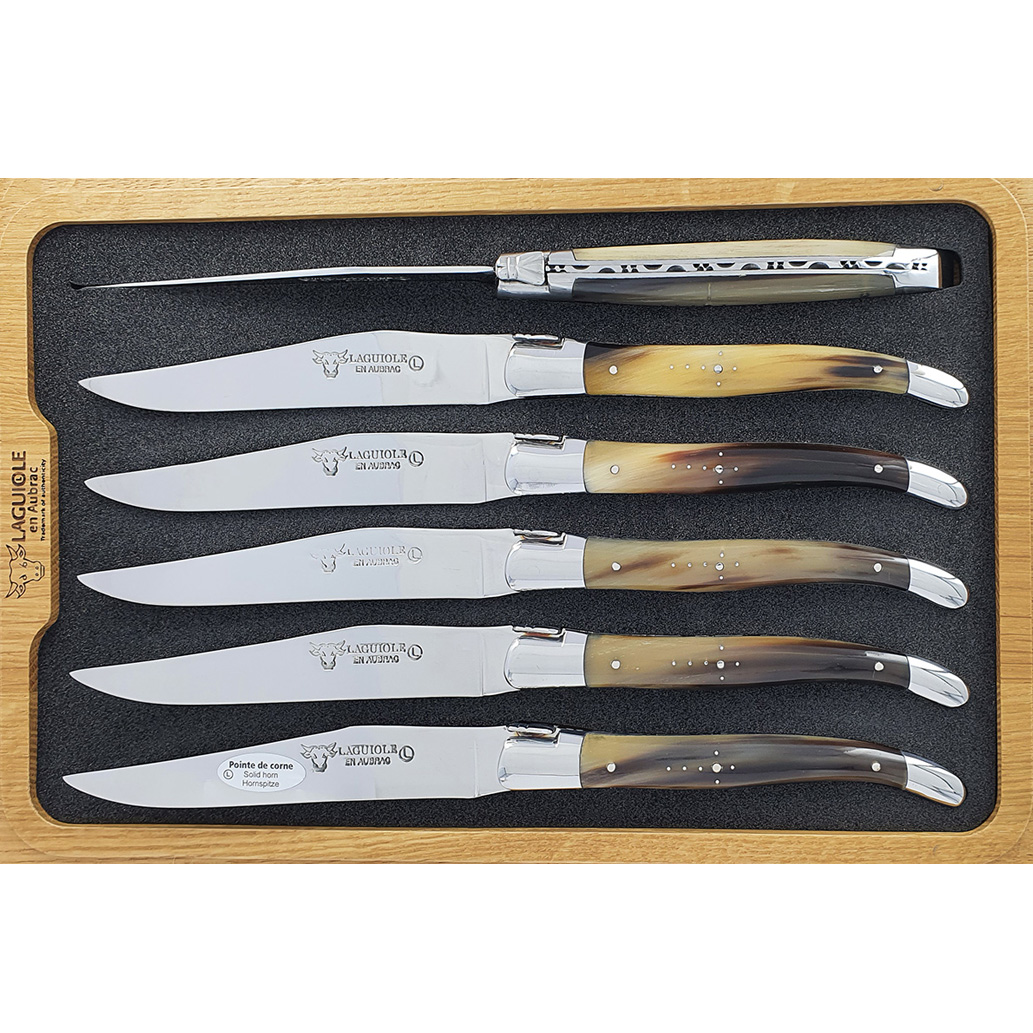 Laguiole en Aubrac Table knives Horn Tip (Set of 6)