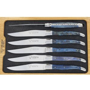 Laguiole en Aubrac Table knives Blue Poplar Burl (Set of 6)