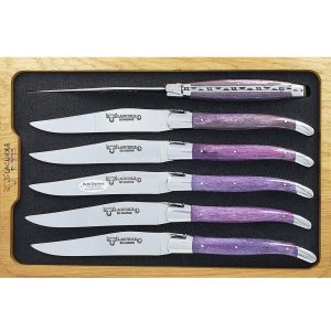 Laguiole en Aubrac Table knives Camel Burgundy Bone (Set of 6)