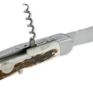 Couteau Pliant Douris-Chastel Le Pionnier Multi Lames 3 Pièces Bois de cerf 11cm