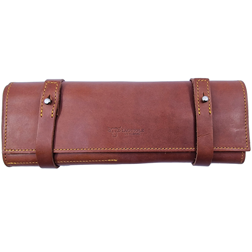 Etui cuir Laguiole en Aubrac pour 6 Couteaux de Table Couleur Fauve