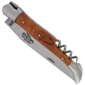 Couteau Forge de Laguiole Manche en Bois de Bruyère avec Tire Bouchon 2 pièces Inox Brossé 12cm