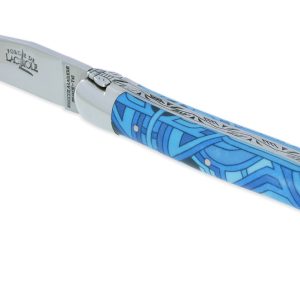 Couteau Forge de Laguiole Seize Véga Manche en Acrylique Design SEIZE HAPPYWALLMAKER 1 Pièce 2 Mitres en Inox Brillant 11cm