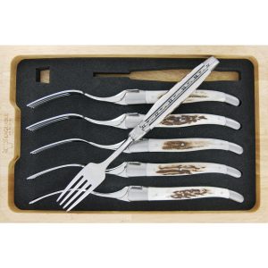 Fourchettes de table Laguiole en Aubrac Manches en Bois de cerf (Set de 6)