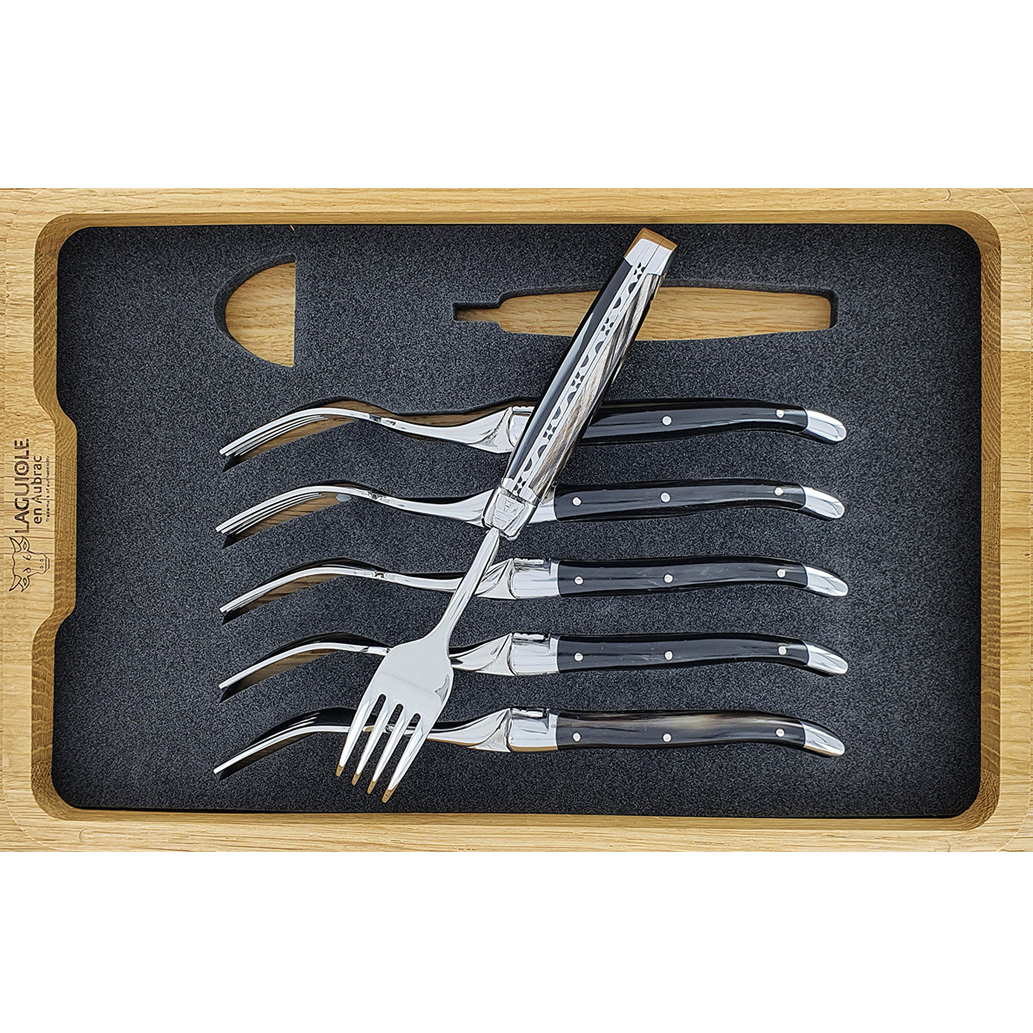 Laguiole en Aubrac Table forks Dessert or Salad Buffalo (Set of 6)