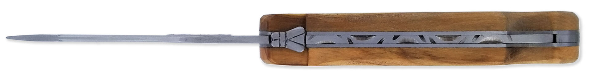 Couteau_de_Chasse_Cube_Laguiole_Arbalète_Plein_Manche_Olivier_avec_Gravure_Bécasse_12cm