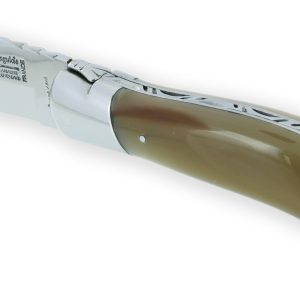 Couteau Laguiole de Chasse Arbalète Manche Pointe de Corne 12cm