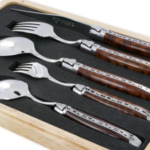 Set de table individuel Laguiole en Aubrac 5 pièces Manches en Amourette Finition Brillante