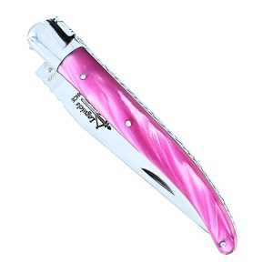 Laguiole Arbalète Pink Acrylic Handle 1 Piece 1 Shiny Stainless Steel Bolster 11cm
