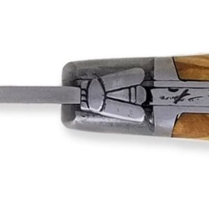 Couteau Laguiole d'Antan Manche en Olivier 2 Mitres Inox Brossé 2 Pièces 12cm avec Tire Bouchon