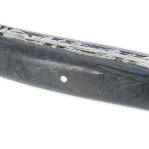 Couteau Laguiole en Aubrac 1 Pièce 12 cm Double Platines Carbone Pailleté Bleu Nacré 2 Mitres Inox Brossé Lame Inox Brossé Num 1