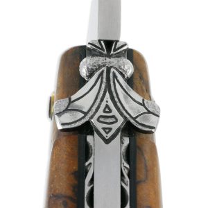 Couteau Laguiole en Aubrac 1 Pièce 12 cm Plein Manche en Loupe de Teck Finition Inox Brossé