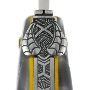 Couteau Laguiole en Aubrac 1 Pièce 12 cm Plein Manche en Loupe de Peuplier Gris Entretoises Jaunes