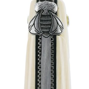 Couteau Laguiole en Aubrac 1 Pièce 12 cm Plein Manche en Ivoire de Mammouth Ressort et platines guillochés Mouche N°3