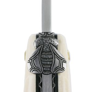Couteau Laguiole en Aubrac 1 Pièce 12 cm Plein Manche en Ivoire de Mammouth Ressort et platines guillochés Mouche N°8