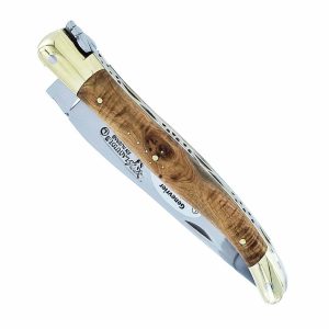 Laguiole en Aubrac knife with brass bolsters and juniper handle