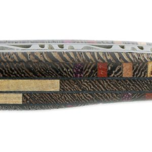 Couteau Laguiole en Aubrac 1 Pièce 12 cm Manche Marqueterie Puzzle Etincelle 2 Mitres Inox Brossé