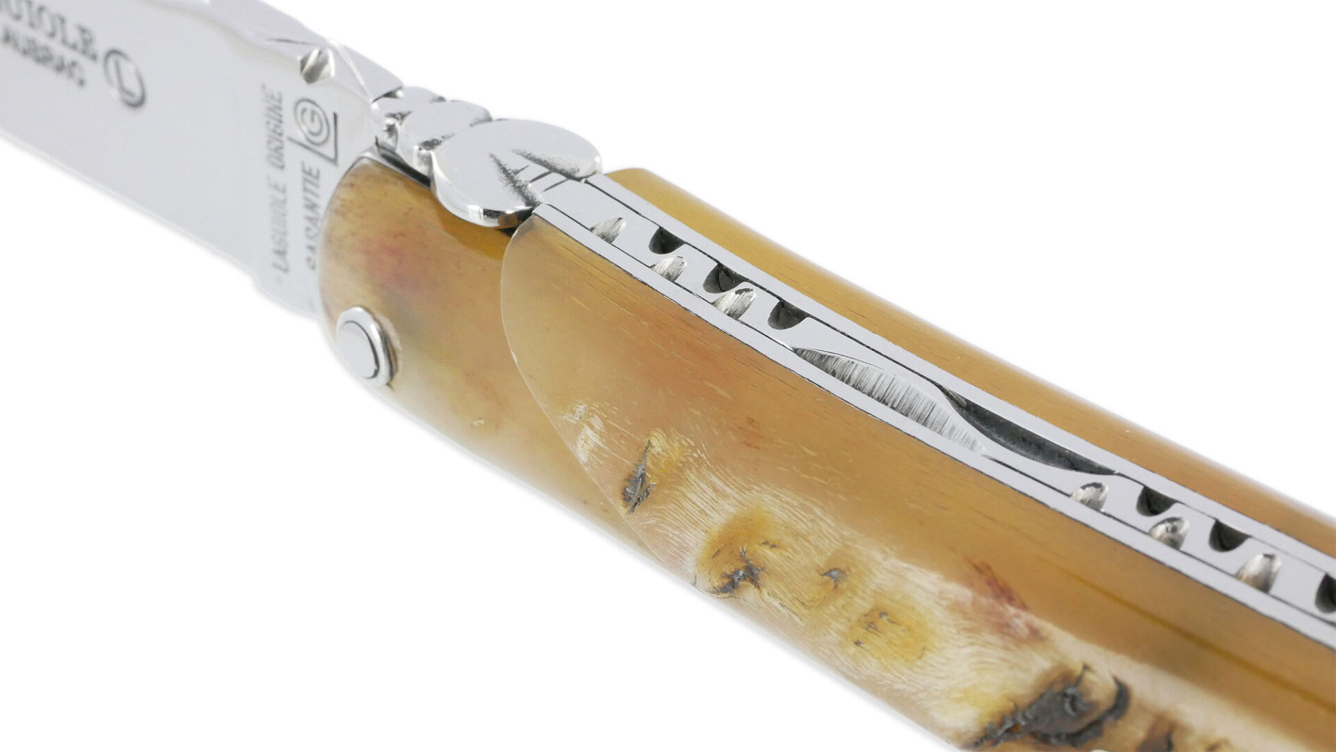 Couteau Laguiole en Aubrac 1 Pièce 12 cm Bélier d'Ecosse Plein Manche Finition Brillante