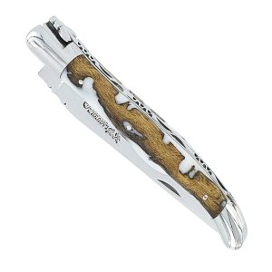 Laguiole en Aubrac knife 1 piece 12 cm White Cactus Handle 2 Shiny Stainless Steel Bolsters