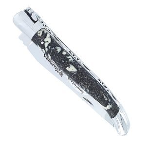 Laguiole en Aubrac Knife 1 piece 12 cm White Galette 2 Handle Shiny Stainless Steel