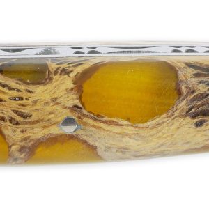 Couteau Laguiole en Aubrac 1 pièce 12cm Manche Cactus Ambré 2 Mitres Inox Brillant