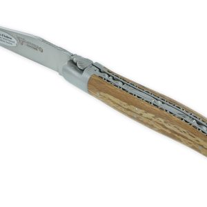 Couteau Laguiole en Aubrac 1 pièce 12cm Manche Bois d'Aubrac 2 Mitres Double Platines Finition Brossée