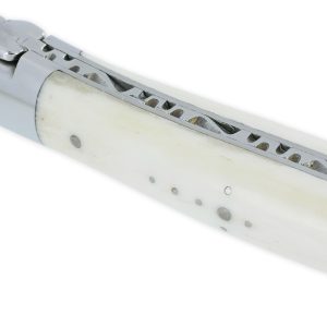 Couteau Laguiole en Aubrac 1 piece 12cm manche Os 2 mitres inox brillant