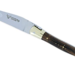 Couteau Laguiole en Aubrac 1 pièce 12cm Manche Cep de Vigne Mitres et Platines Laiton Brillant Ressort Guilloché