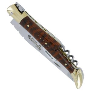 couteau laguiole en aubrac 2 pieces tire-bouchon 12cm Amourette Mitres Laiton