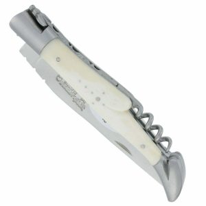 couteau laguiole en aubrac 2 pieces 12cm tire-bouchon manche os