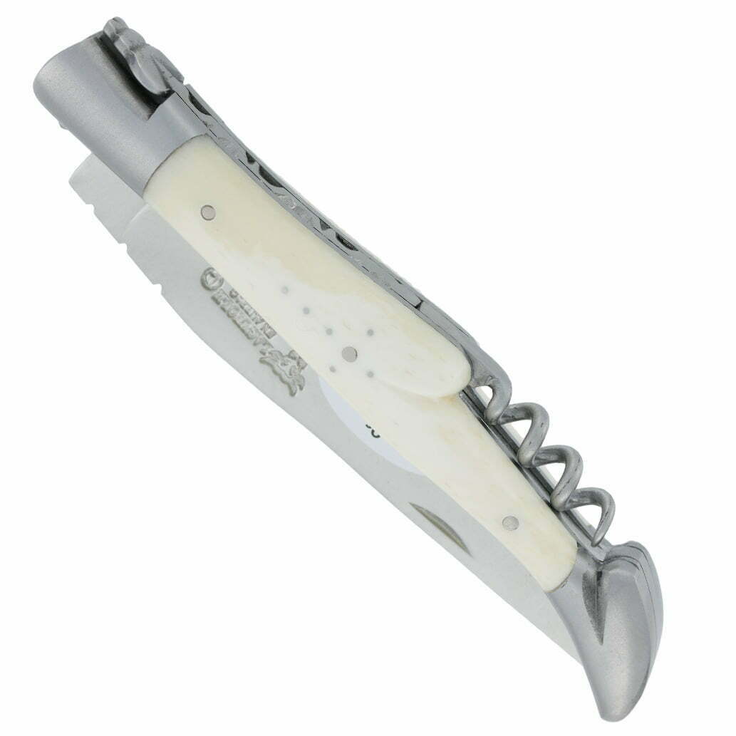 couteau laguiole en aubrac 2 pieces 12cm tire-bouchon manche os