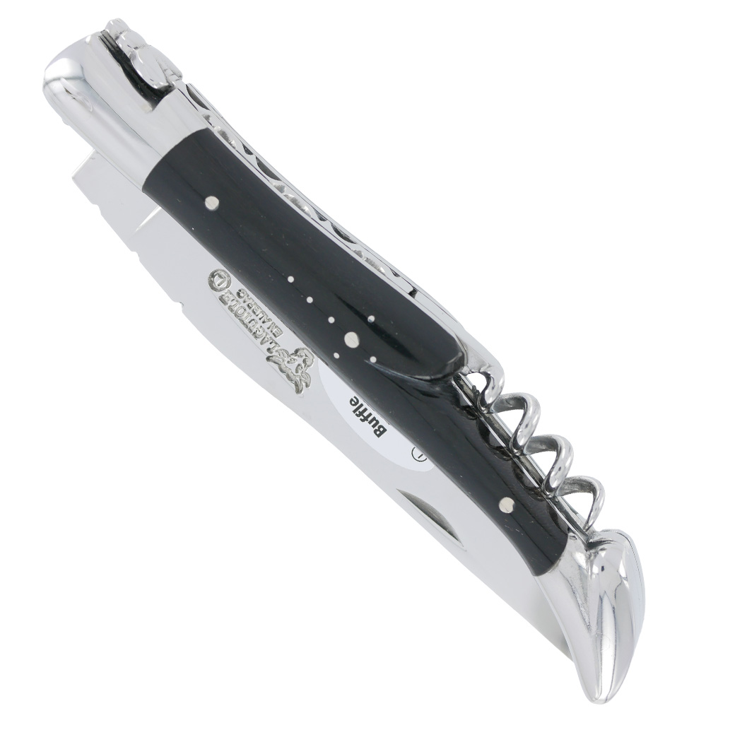couteau laguiole en aubrac 12cm 2 pieces tire-bouchon buffle